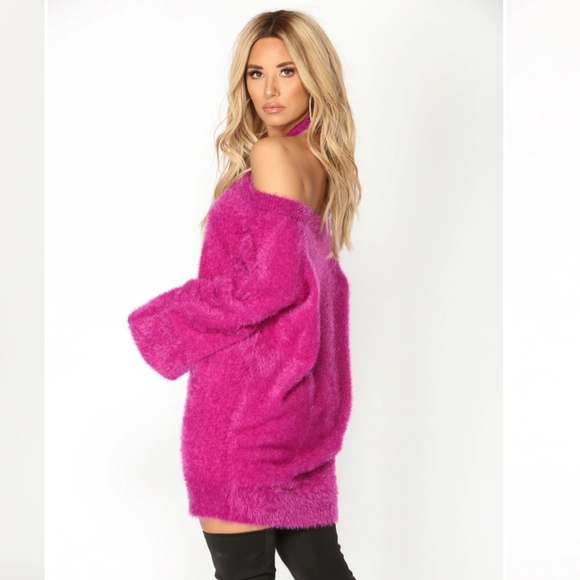 Sexy Cute Lilac Fuzzy Long Sleeve Halter Sweater New w/ Tags - Size M/L - Picture 3 of 16